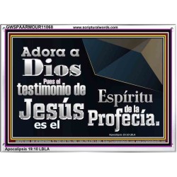el Testimonio de Jesús es el Espíritu de la Profecía   Arte de las Escrituras con marco de vidrio acrílico   (GWSPAARMOUR11068)   