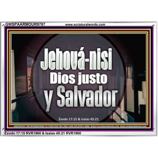 Jehová-nisi, Dios justo y Salvador   Versículo de la Biblia enmarcado   (GWSPAARMOUR9787)   