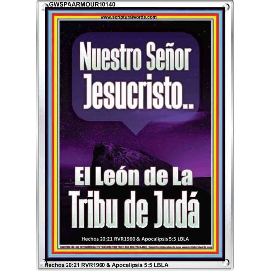 JesuCristo El León de La Tribu de Judá   Arte de pared religioso enmarcado   (GWSPAARMOUR10140)   