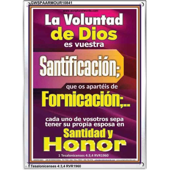 La Voluntad de Dios es vuestra Santificación   Arte enmarcado cristiano   (GWSPAARMOUR10841)   