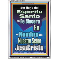 Fe Sincera En El Nombre De Nuestro Señor Jesucristo   Versículos de la Biblia Póster   (GWSPAARMOUR10976)   