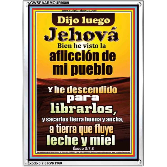 he visto tu aflicción y he de librarte   Versículos de la Biblia   (GWSPAARMOUR9809)   