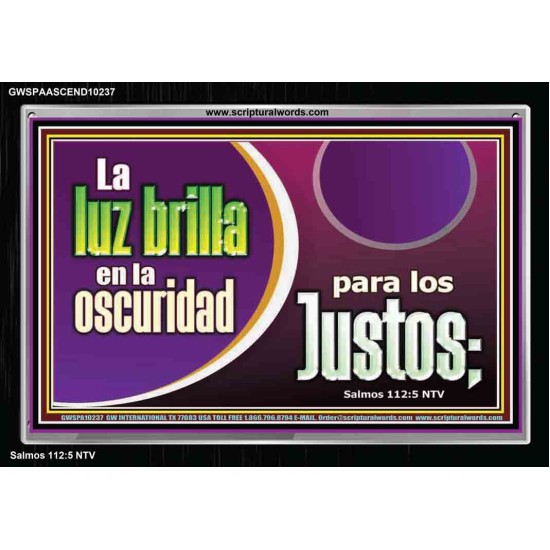 luz brilla en la oscuridad para los Justos   Arte de pared de escritura de marco grande   (GWSPAASCEND10237)   