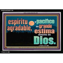 pleasant and peaceful spirit, highly esteemed before God   Marco de citas cristianas   (GWSPAASCEND11160)   