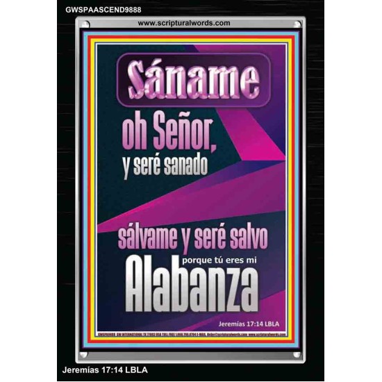 Sáname, oh Señor, y seré sanado;   Versículo de la Biblia enmarcado en línea   (GWSPAASCEND9888)   