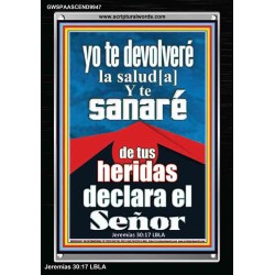 Yo te devolveré la salud[a],   Decoración de Escrituras enmarcadas   (GWSPAASCEND9947)   "25x33"