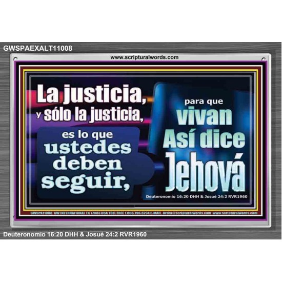 La justicia, y sólo la justicia   Versículos de la Biblia Arte de la pared Marco de vidrio acrílico   (GWSPAEXALT11008)   