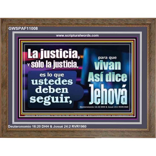 La justicia, y sólo la justicia   Versículos de la Biblia Arte de la pared Marco de vidrio acrílico   (GWSPAF11008)   