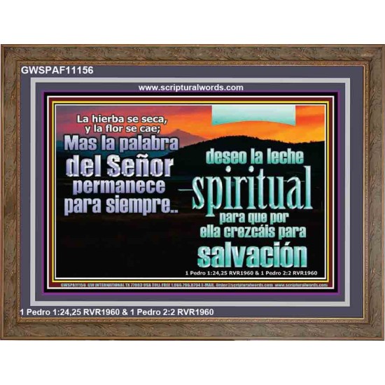La Palabra de Dios mejor Leche Espiritua   Versculo bblico alentador enmarcado   (GWSPAF11156)   