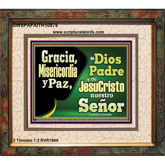 Gracia, Misericordia y Paz, de Dios   Marco de vidrio acrílico con retrato de las Escrituras   (GWSPAFAITH10975)   