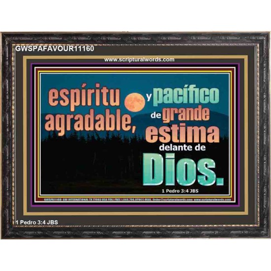 pleasant and peaceful spirit, highly esteemed before God   Marco de citas cristianas   (GWSPAFAVOUR11160)   