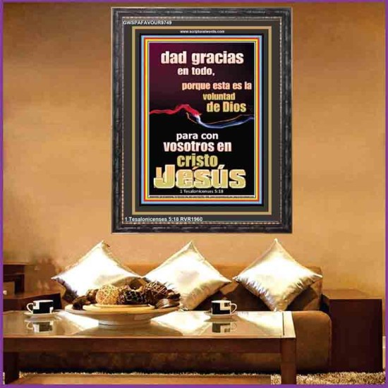 Dar Gracias Siempre es la voluntad de Dios para ti en Cristo Jesús   decoración de pared cristiana   (GWSPAFAVOUR9749)   