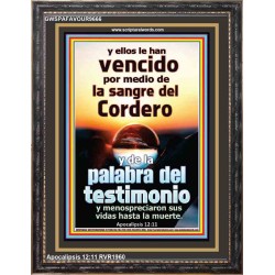 Vencida por la sangre del cordero   Arte enmarcado del verso de la biblia   (GWSPAFAVOUR9666)   "33x45"