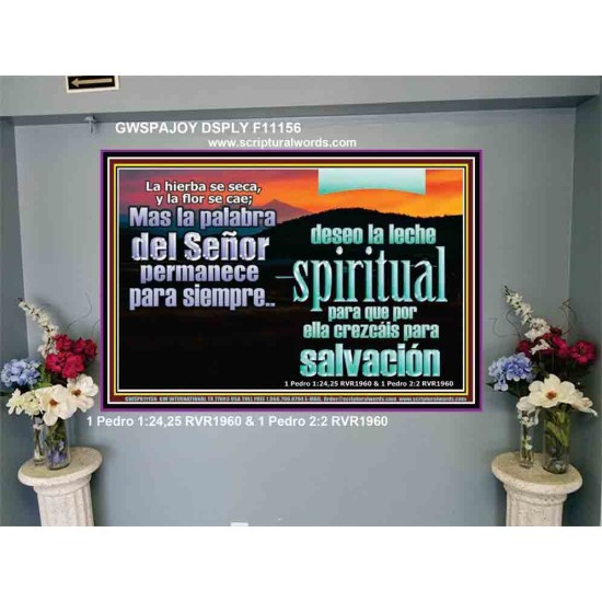 La Palabra de Dios mejor Leche Espiritua   Versículo bíblico alentador enmarcado   (GWSPAJOY11156)   