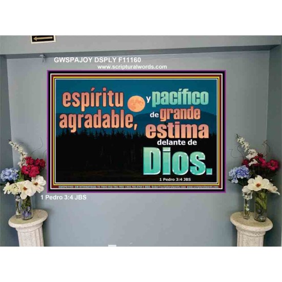pleasant and peaceful spirit, highly esteemed before God   Marco de citas cristianas   (GWSPAJOY11160)   