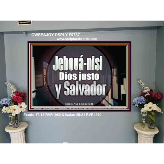 Jehová-nisi, Dios justo y Salvador   Versículo de la Biblia enmarcado   (GWSPAJOY9787)   
