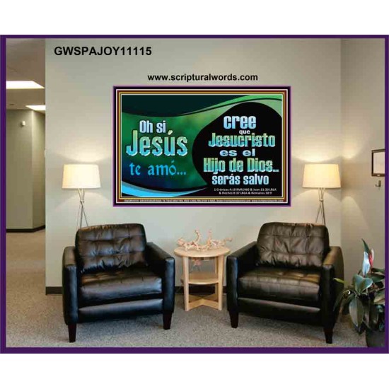 Oh, sí, Jesús te amó   Arte de pared de escritura de marco grande   (GWSPAJOY11115)   