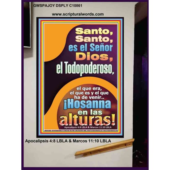 Santo, Santo, Santo, Señor Dios Todopoderoso   Carteles con marco de madera de las Escrituras   (GWSPAJOY10861)   