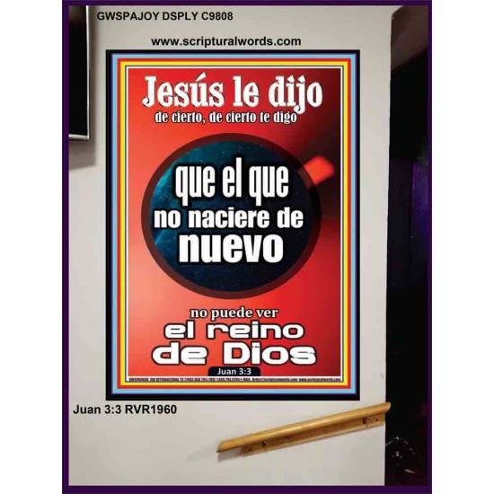 que el que no naciere de nuevo, no puede ver el reino de Dios   Versículos de la Biblia Arte de la pared   (GWSPAJOY9808)   