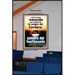 Vencida por la sangre del cordero   Arte enmarcado del verso de la biblia   (GWSPAJOY9666)   "37x49"