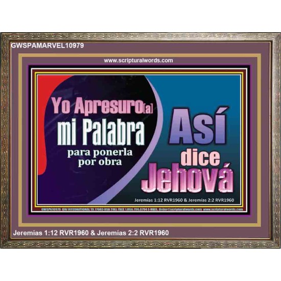 apresura mi palabra para ponerla en acción   Marco de vidrio acrílico con versículo de la Biblia   (GWSPAMARVEL10979)   