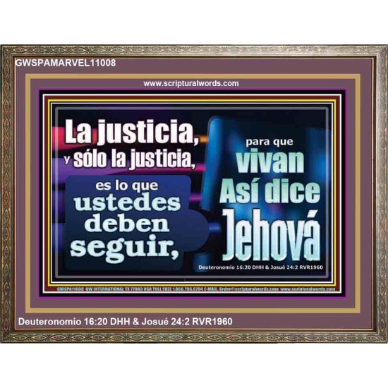 La justicia, y sólo la justicia   Versículos de la Biblia Arte de la pared Marco de vidrio acrílico   (GWSPAMARVEL11008)   
