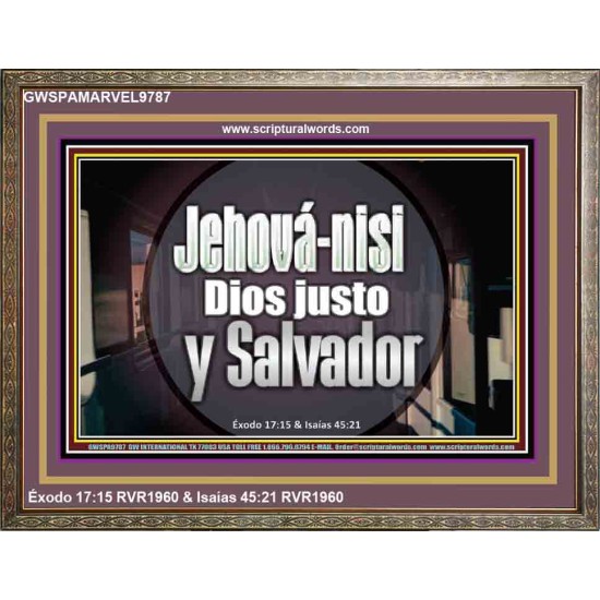 Jehová-nisi, Dios justo y Salvador   Versículo de la Biblia enmarcado   (GWSPAMARVEL9787)   