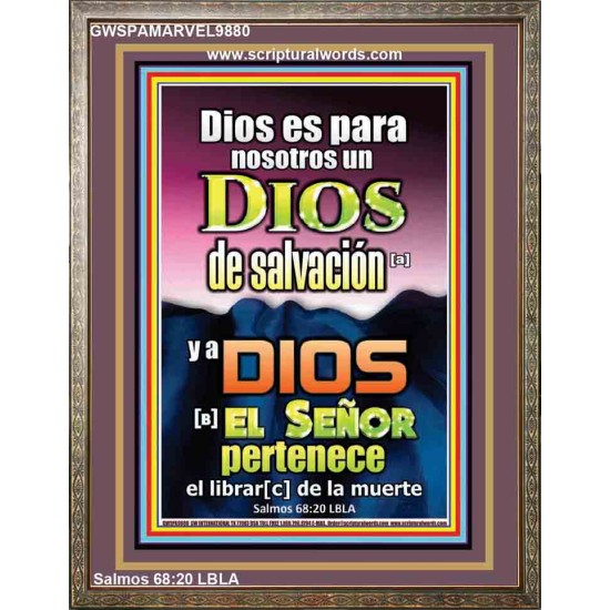 Dios es para nosotros un Dios de salvación[a],   Versículos de la Biblia Póster   (GWSPAMARVEL9880)   