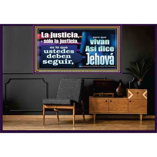 La justicia, y sólo la justicia   Versículos de la Biblia Arte de la pared Marco de vidrio acrílico   (GWSPAOVERCOMER11008)   