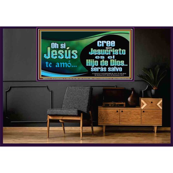 Oh, sí, Jesús te amó   Arte de pared de escritura de marco grande   (GWSPAOVERCOMER11115)   