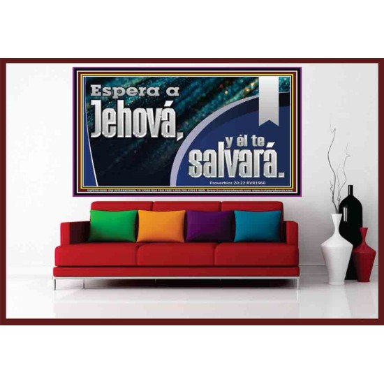 Espera a Jehová,   Decoración de pared de baño enmarcada   (GWSPAOVERCOMER11048)   