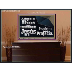 el Testimonio de Jesús es el Espíritu de la Profecía   Arte de las Escrituras con marco de vidrio acrílico   (GWSPAOVERCOMER11068)   