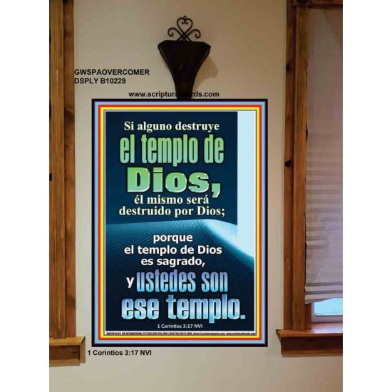 el templo de dios es sagrado   Versículo de la Biblia enmarcado   (GWSPAOVERCOMER10229)   