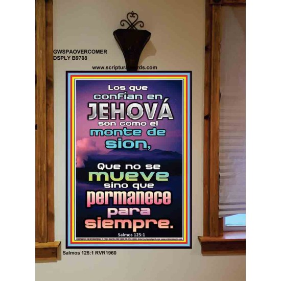 Los que confían en Jehová son como el monte de Sion   Arte de pared enmarcado cristiano   (GWSPAOVERCOMER9708)   