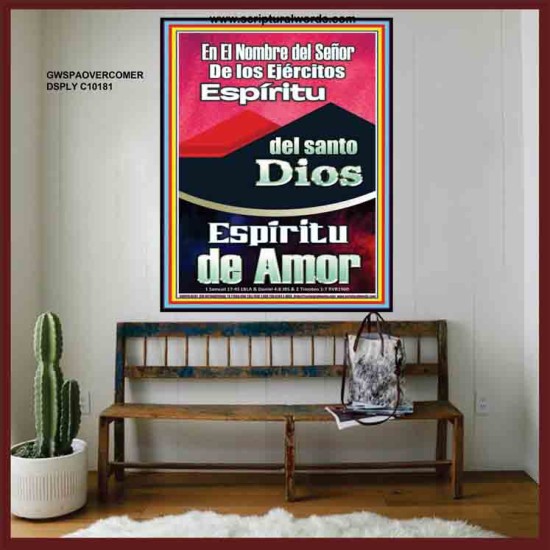 Santo El Espíritu del Amor   Marco de madera del arte de las escrituras   (GWSPAOVERCOMER10181)   