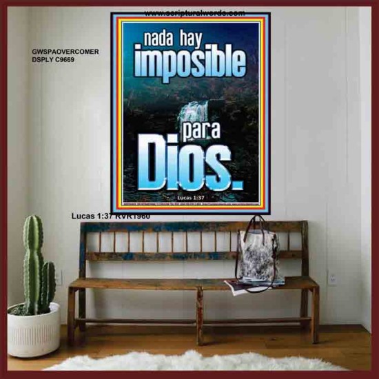 nada hay imposible para Dios   Marco de verso de la Biblia para el hogar   (GWSPAOVERCOMER9669)   