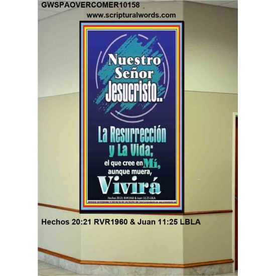 JesuCristo La Resurrección y La Vida   Cartel cristiano contemporáneo   (GWSPAOVERCOMER10158)   