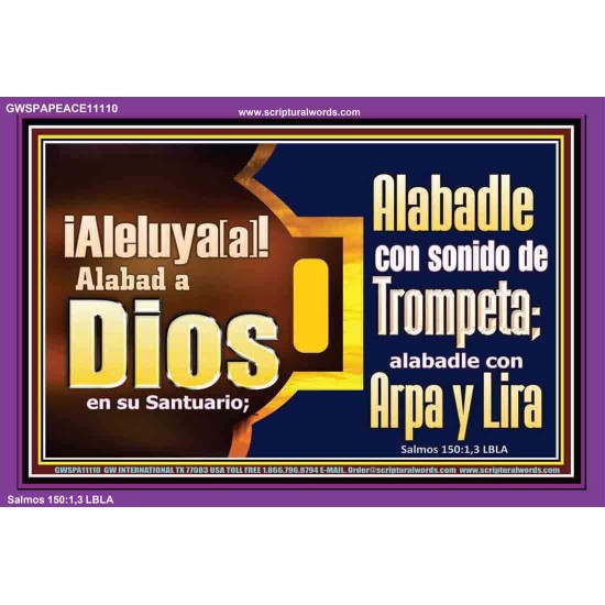 Alabad a Jehová con el sonido de la Trompeta, Arpa y Lira   Versículos de la Biblia Arte de la pared   (GWSPAPEACE11110)   