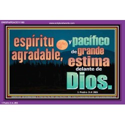pleasant and peaceful spirit, highly esteemed before God   Marco de citas cristianas   (GWSPAPEACE11160)   
