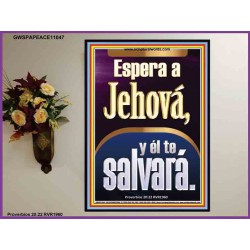 Espera a Jehová, y él te salvará   Marco Decoración bíblica   (GWSPAPEACE11047)   "12x14"