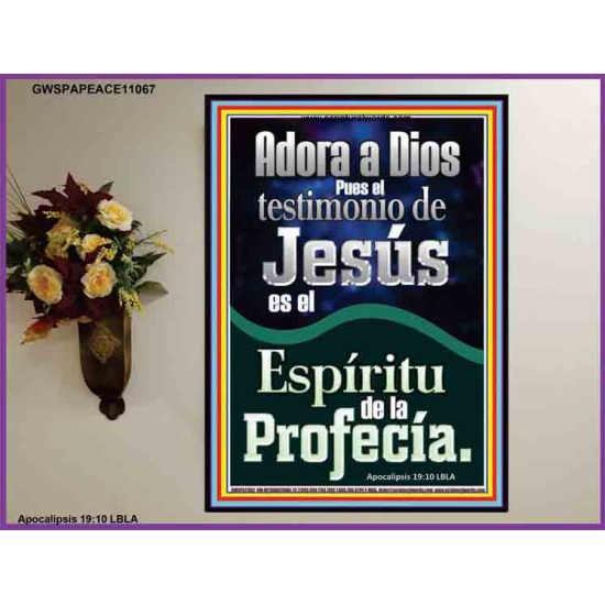 el Testimonio de Jesús es el Espíritu de Profecía   Letreros enmarcados en madera de las Escrituras   (GWSPAPEACE11067)   