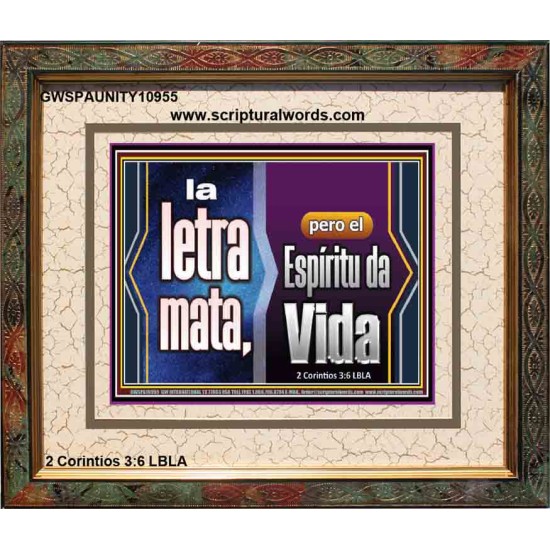 la letra mata, pero el Espíritu da Vida   Láminas artísticas de las Escrituras   (GWSPAUNITY10955)   