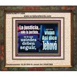 La justicia, y sólo la justicia   Versículos de la Biblia Arte de la pared Marco de vidrio acrílico   (GWSPAUNITY11008)   