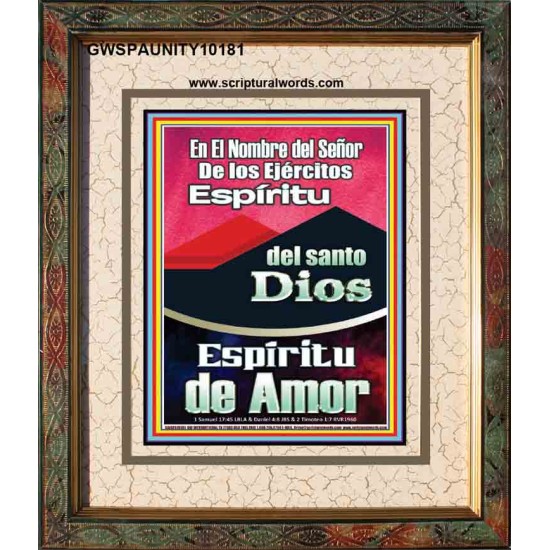 Santo El Espíritu del Amor   Marco de madera del arte de las escrituras   (GWSPAUNITY10181)   