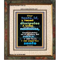 Por tanto, id, y haced discípulos a todas las naciones   Marco de versículo bíblico alentador   (GWSPAUNITY9721)   "20x25"