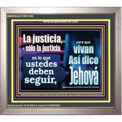 La justicia, y sólo la justicia   Versículos de la Biblia Arte de la pared Marco de vidrio acrílico   (GWSPAVICTOR11008)   