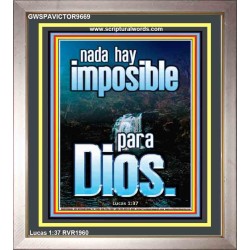 nada hay imposible para Dios   Marco de verso de la Biblia para el hogar   (GWSPAVICTOR9669)   